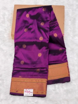 Semi Silk Kadiyal Paithani Wine A01