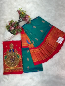 Kalanjali Paithani With Handwork Aariwork Blouse T10