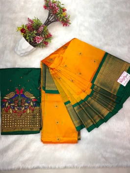 Kalanjali Paithani With Handwork Aariwork Blouse T10