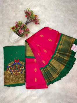 Kalanjali Paithani With Handwork Aariwork Blouse T10