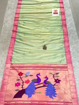 Pure Silk Handloom Tissue Muniya Paithani B10