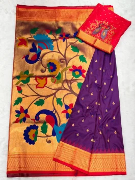 Pooja Kalanjali Paithani With Work Designer Blouse L11