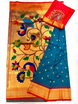 Pooja Kalanjali Paithani With Work Designer Blouse L11