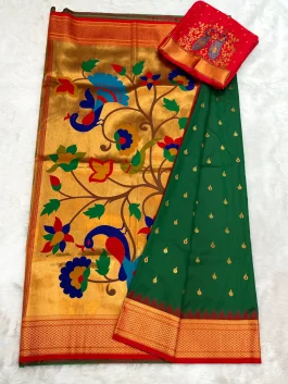 Pooja Kalanjali Paithani With Work Designer Blouse L11