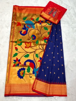 Pooja Kalanjali Paithani With Work Designer Blouse L11