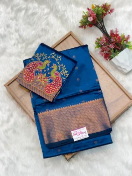 Sanjana Aariwork Blue Saree Q11