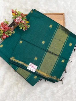 Maheshawari Cotton Rama Green Saree U11