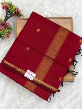 Maheshawari Cotton Maroon Saree U11