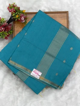 Maheshawari Cotton Peacock Blue Saree U11