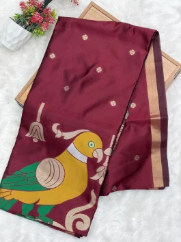 Maheshwari Jamdhani Pallu Chocolaty Saree V11