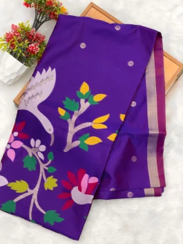 Maheshwari Jamdhani Pallu Paithani Colour Saree V11