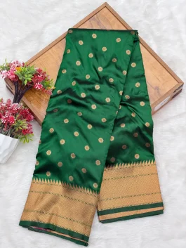 Manisha Kalanjali Bottle Green Paithani W11