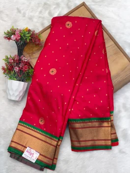 Hema Kalanjali Paithani Red Pink Z11