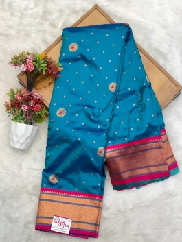 Hema Kalanjali Paithani Carbon Blue Z11
