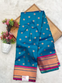 Hema Kalanjali Paithani Carbon Blue Z11
