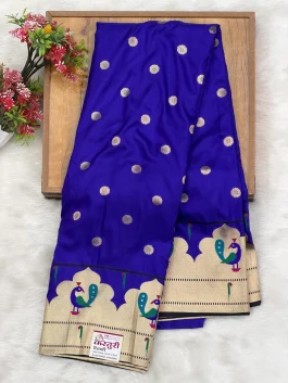Peacock Brocade Paithani Blue D12