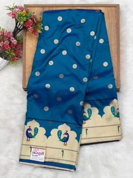 Peacock Brocade Paithani Peacock Blue D12