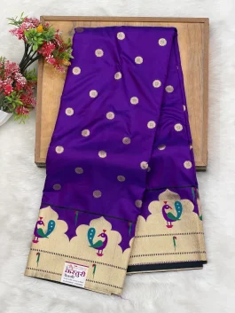 Peacock Brocade Paithani Purple D12