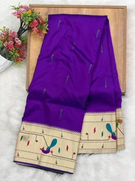 Peacock Brocade Paithani Purple D12