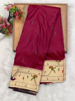 Peacock Brocade Paithani Maroon D12