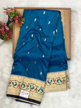 Peacock Brocade Paithani Rama Blue D12