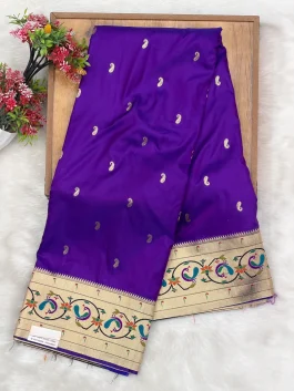 Peacock Brocade Paithani Purple D12