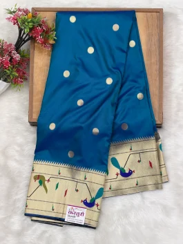 Peacock Brocade Paithani Peacock Blue D12