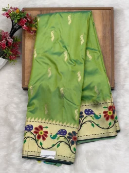 Peacock Brocade Paithani Pista D12