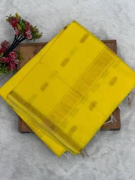 Maheshwari Cotton Lemon Yellow Saree U11