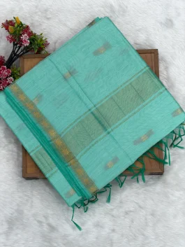 Maheshwari Cotton Diamond Pista Saree U11