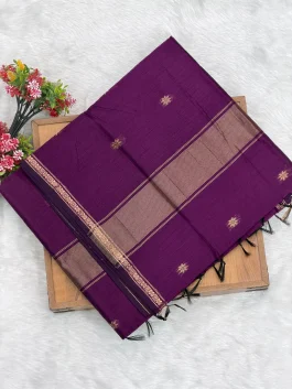 Maheshwari Cotton Wine Saree U11