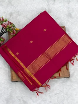 Maheshwari Cotton Red Pink Saree U11