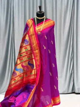 Pure Silk Tissue Pallu Paithani, Paithani Color B12