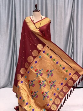 Self 14 Peacock Pallu Paithani Maroon K12