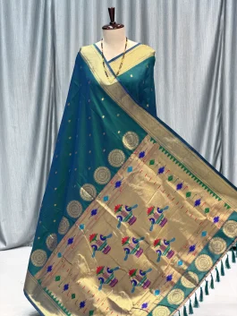 Self 14 Peacock Pallu Paithani Morphankhi  K12