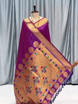Self 14 Peacock Pallu Paithani Magenta K12