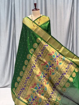 Pure Silk Kalanjali Paithani Powerloom Green L12