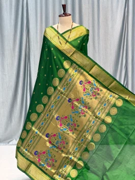Pure Silk Kalanjali Paithani Powerloom Green  L12