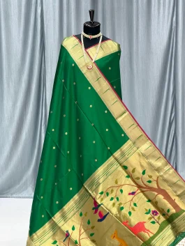 Deer Muniya Paithani Fresh Green Q12