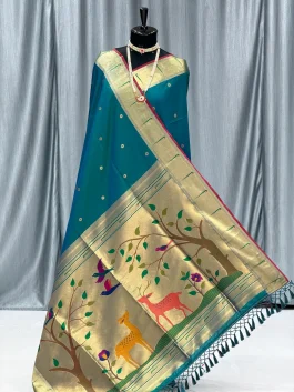 Deer Muniya Paithani Rama Green Q12