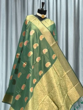 Mango Tissue Paithani Green P12