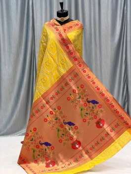 Soft Bandhani/ Patola Saree Lemon Yellow R12