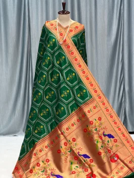 Soft Bandhani / Patola Saree Green R12