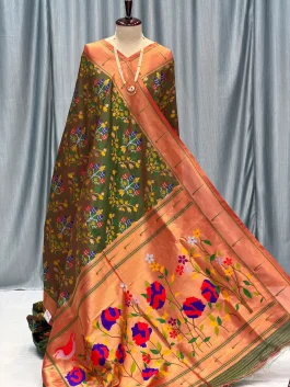 Soft Bandhani / Patola Saree Chutney Green R12