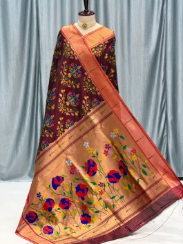Soft Bandhani / Patola Dark Brown R12