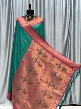 Sejal Diamond Work Paithani Rama Green T12