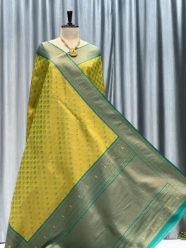 Soft Silk Kanchipuram Saree Lemon Yellow Y12