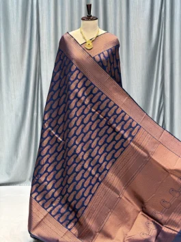 Soft Silk Kanchipuram Copper Work Paithani Neavy Blue X12