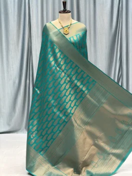 Soft Silk Kanchipuram Copper Work Paithani Sea Green X12
