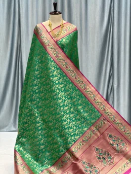 Brocade Maharani Paithani Green C13